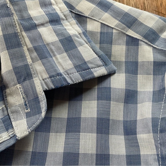 Banana Republic Blue Gingham Western Button Down Shirt Size M-L W, S Mens Cotton - Picture 6 of 11